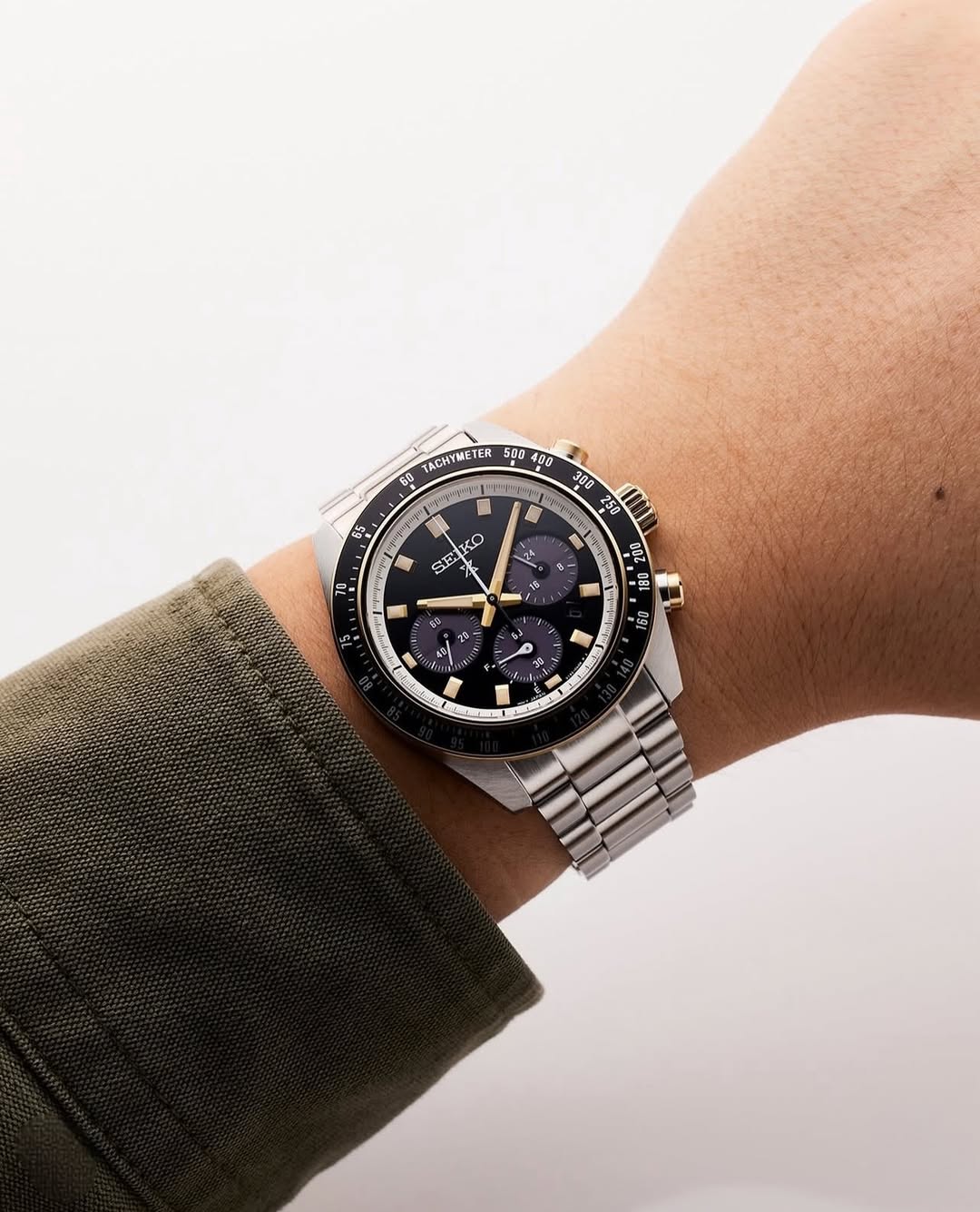 Seiko Prospex Speedtimer Solar Chronograph SSC941P1 – Orologio quarzo solare nero e oro 41,4mm acciaio con vetro zaffiro