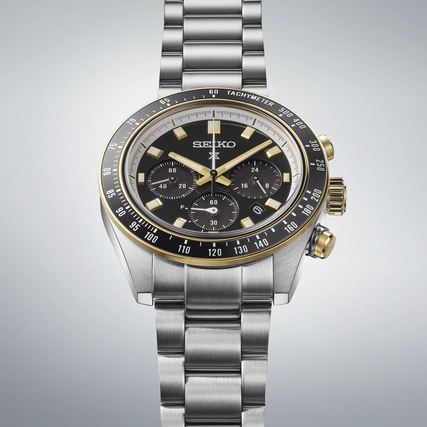 Seiko Prospex Speedtimer Solar Chronograph SSC941P1 – Orologio quarzo solare nero e oro 41,4mm acciaio con vetro zaffiro