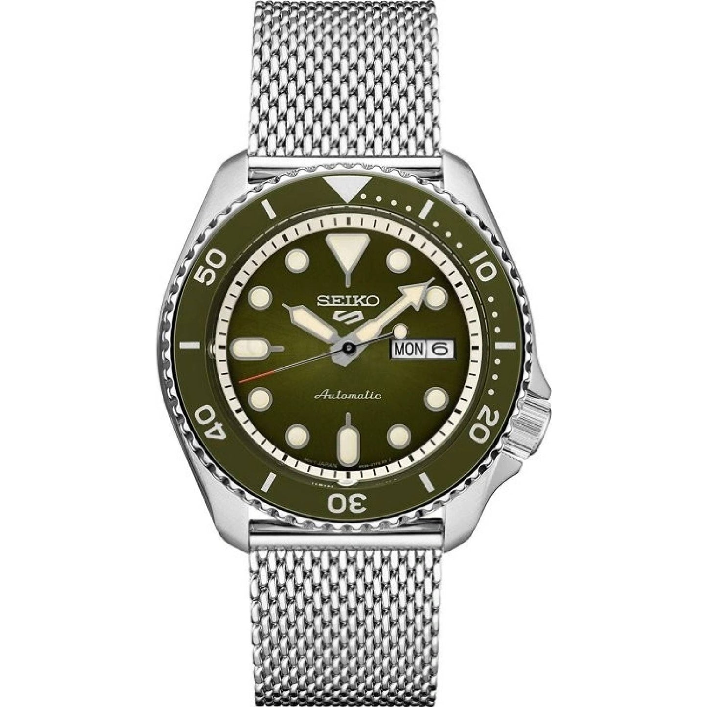 Seiko SRPD75K1 orologio automatico 42,5mm quadrante verde acciaio mesh Seiko 5 Sports Cod SRPD75K1