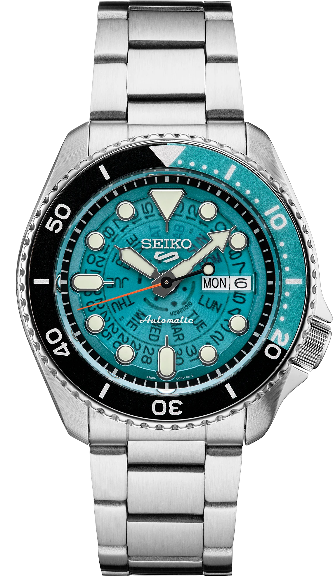 Seiko SRPJ45 automatico 42,5mm acciaio quadrante trasparente calibro 4R36 giorno data a vista