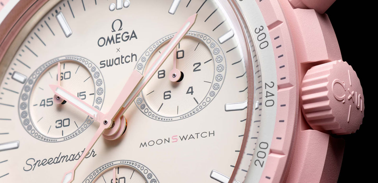 Swatch x Omega MoonSwatch Mission to Venus SO33P100 – Orologio cronografo quarzo rosa 42mm Bioceramic cinturino Velcro