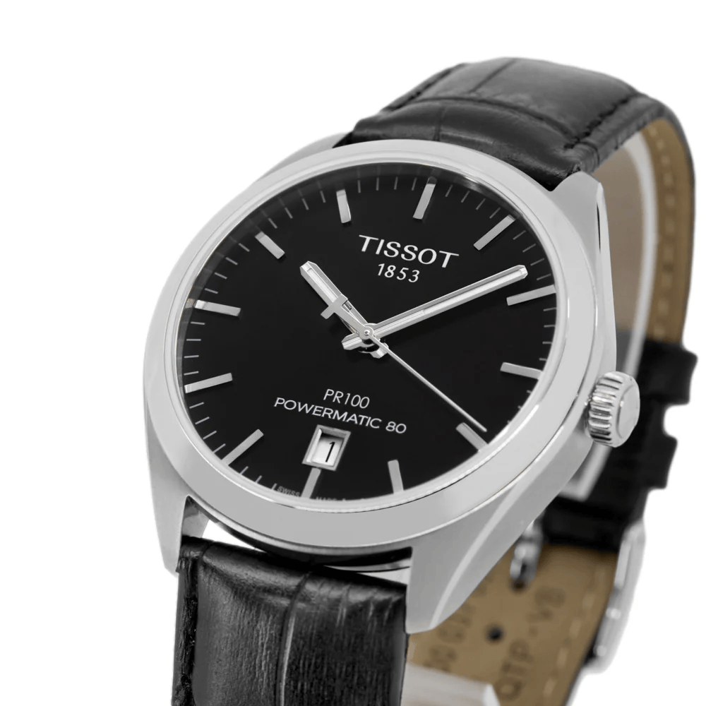 Tissot PR 100 Automatico nero cinturino in pelle