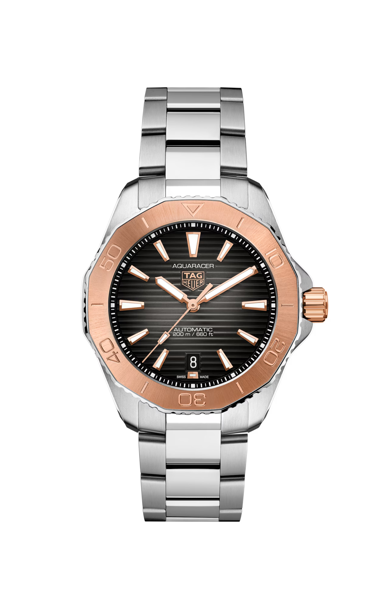 TAG Heuer Aquaracer Professional 200 Date Automatico Swiss Made 40 mm acciaio e oro rosa quadrante nero fumé WBP2151.BA0627