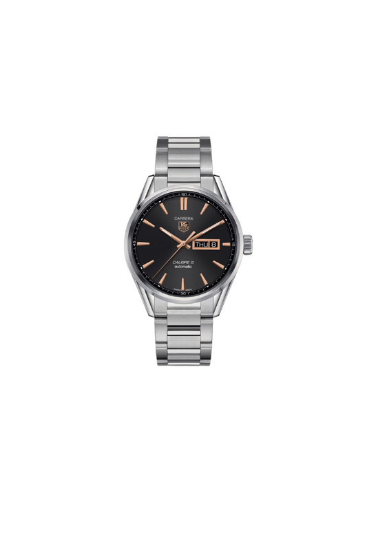 TAG Heuer Carrera WAR201C.BA0723 – Automatico Swiss Made, 41mm, acciaio, quadrante nero con dettagli oro rosa, vetro zaffiro