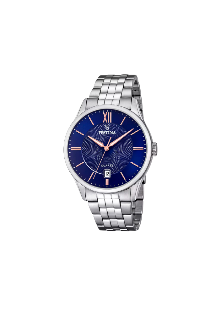 Festina F20 Blue Steel Watch with Date