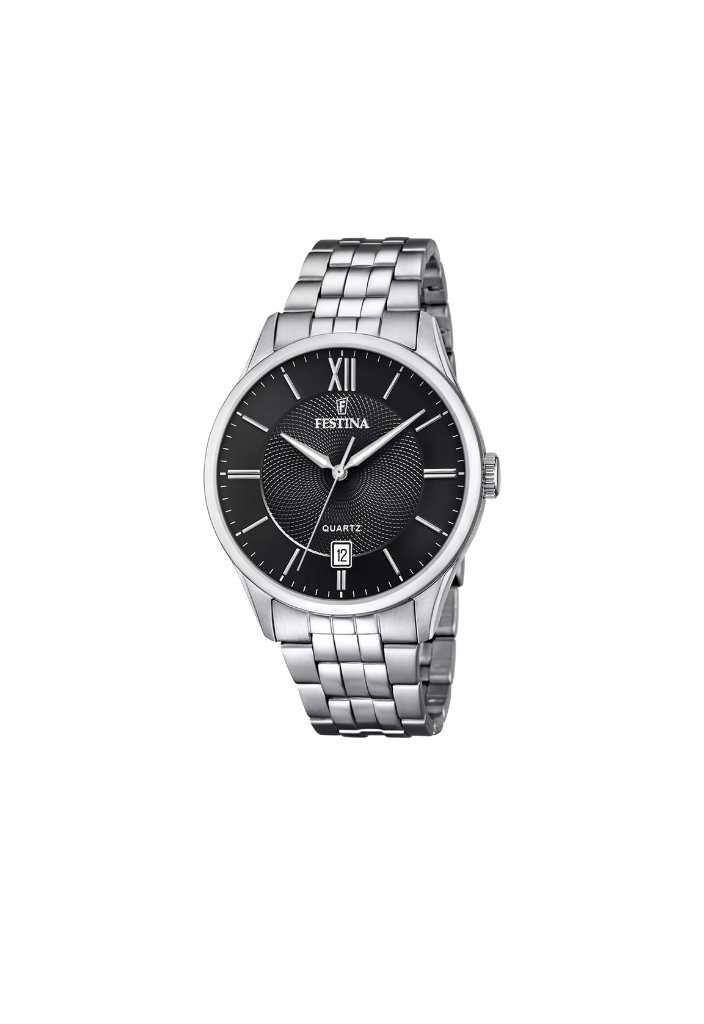 Festina F20 Steel Watch with Black Dial and Date