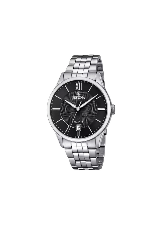 Festina F20 Steel Watch with Black Dial and Date