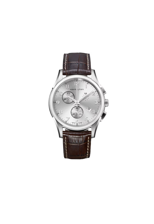 Hamilton Jazzmaster Quartz Chronograph Silver 43mm – Leather Strap