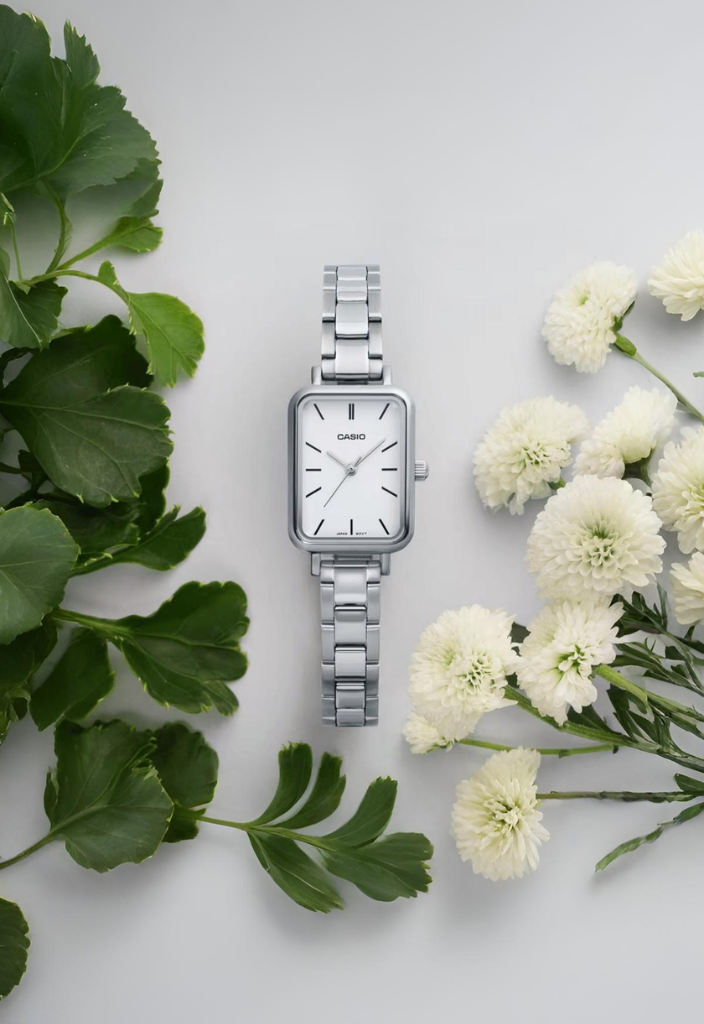 Orologio Casio tank LTP-V009 - quadrante bianco