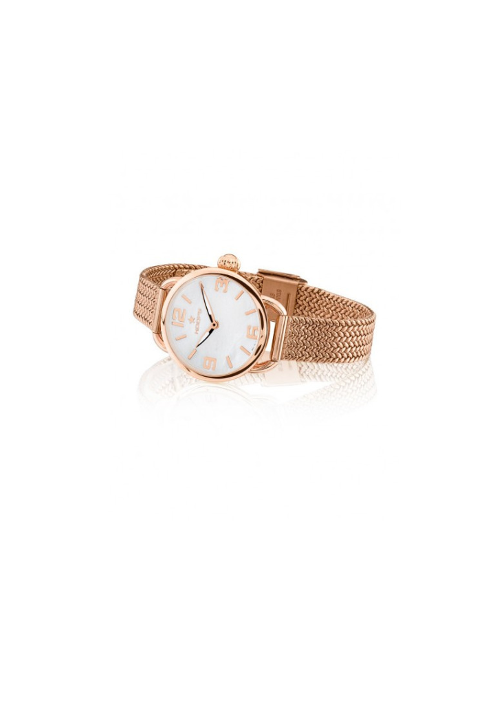 Hoops 2647 – White Dial & Rose Gold Milanese Mesh Strap