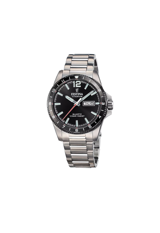 Festina F20 Black Daydate Steel Watch