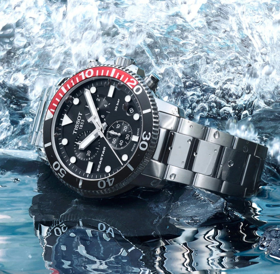 Tissot Seastar 1000 Chronograph Quarzo Swiss Made Acciaio Quadrante Nero 45,5mm Ref. T120.417.11.051.01