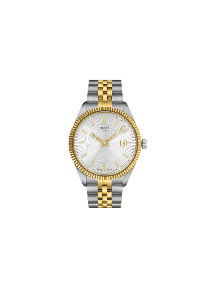 Orologio Tissot Ballade 40mm T156.410.22.031.00 con quadrante argento e cinturino acciaio e oro giallo