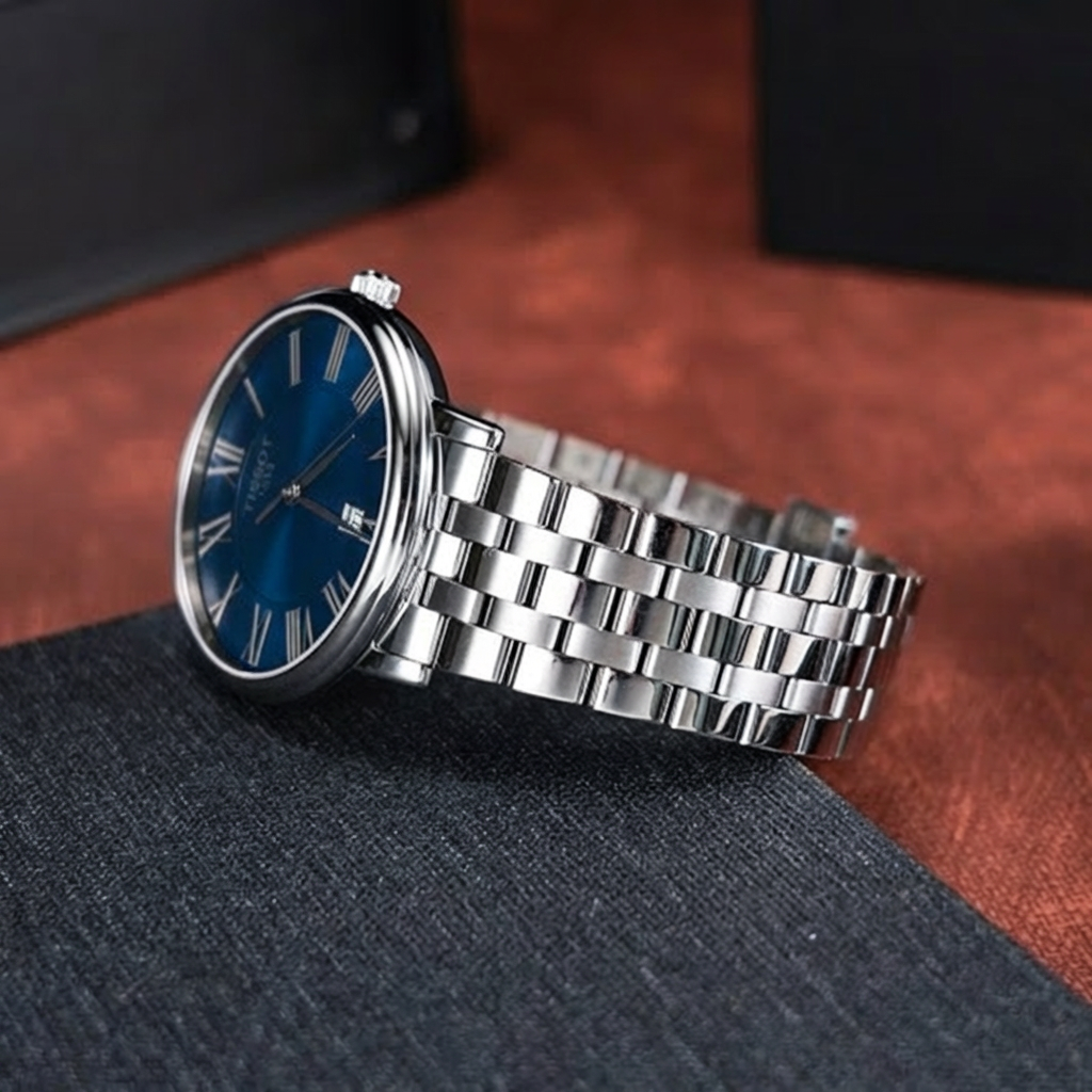 Tissot Carson Premium T122.410.11.043.00 orologio quarzo Swiss Made quadrante blu 40mm acciaio vetro zaffiro