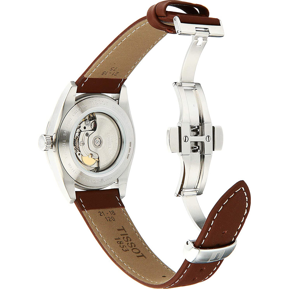 Tissot Gentleman Powermatic 80 Silicium T127.407.16.041.00 – Orologio automatico Swiss Made, 40mm, quadrante blu, cinturino in pelle marrone, fondello a vista, spirale in silicio.