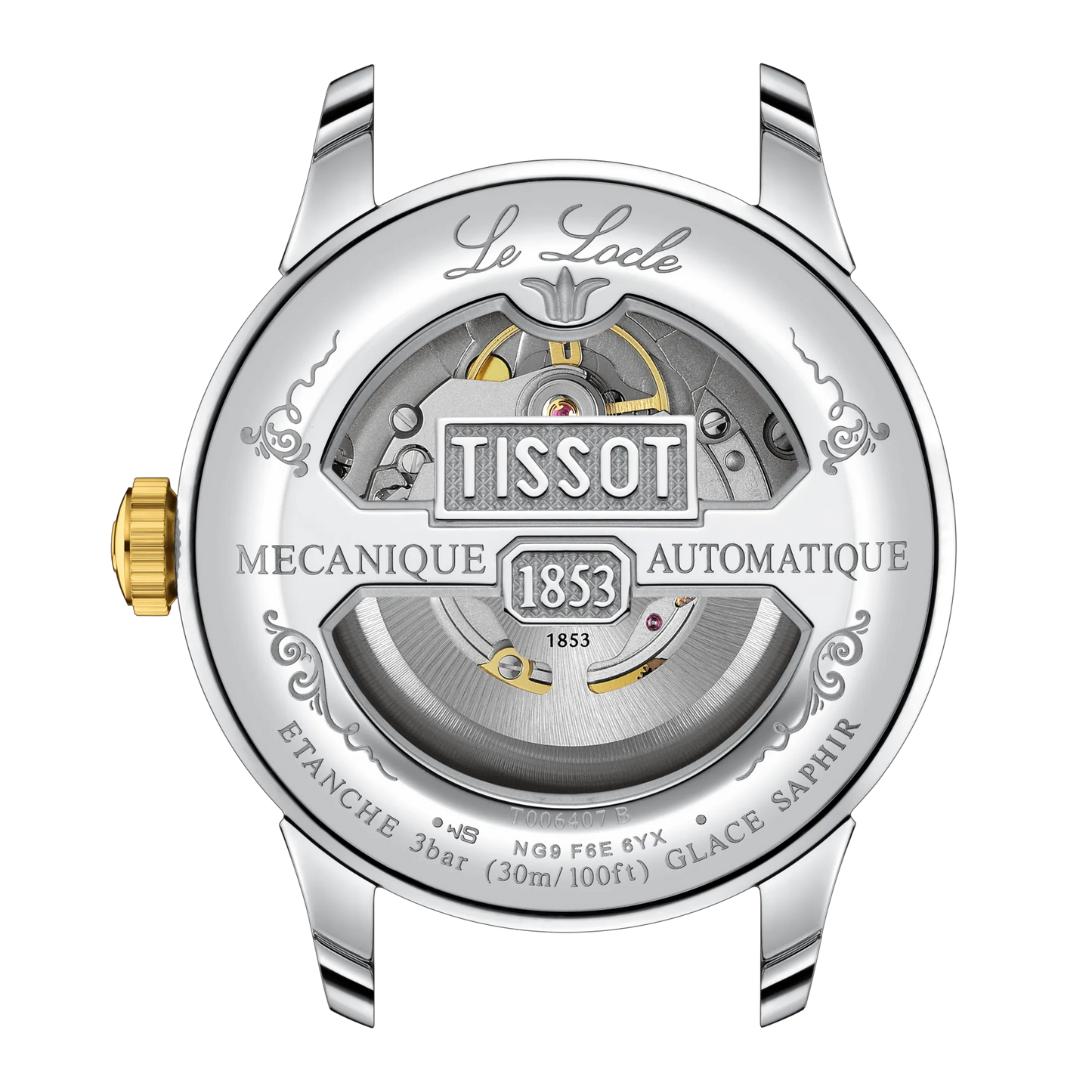 Tissot Le Locle Powermatic 80 automatico acciaio e oro giallo 39.3mm – Codice T006.407.22.033.01 – quadrante argento, vetro zaffiro, fondello trasparente, movimento Swiss Made