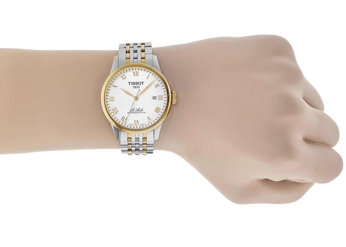 Tissot Le Locle Powermatic 80 automatico acciaio e oro giallo 39.3mm – Codice T006.407.22.033.01 – quadrante argento, vetro zaffiro, fondello trasparente, movimento Swiss Made