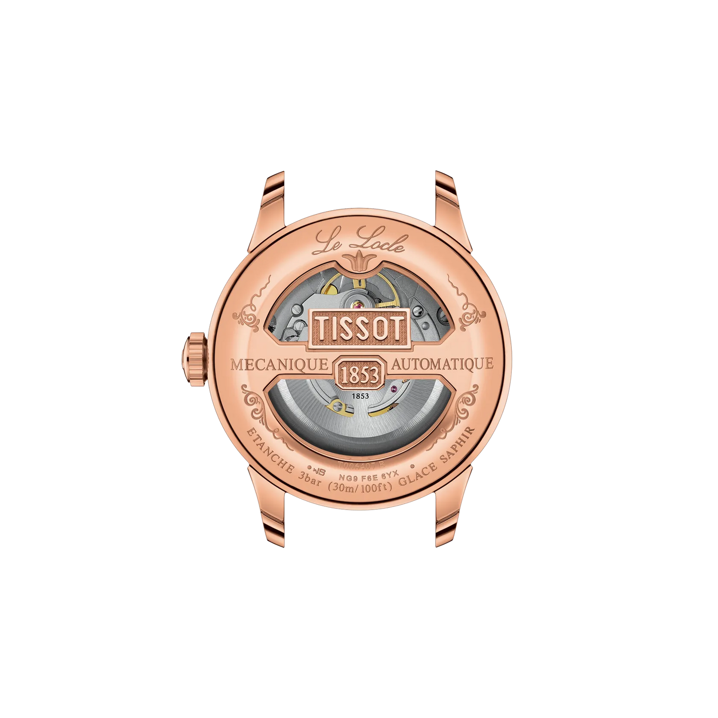 Tissot Le Locle Automatic Swiss Made 39.3mm Argento con dettagli oro rosa e cinturino in pelle – Codice T006.407.36.033.00, movimento automatico, vetro zaffiro, fondello trasparente