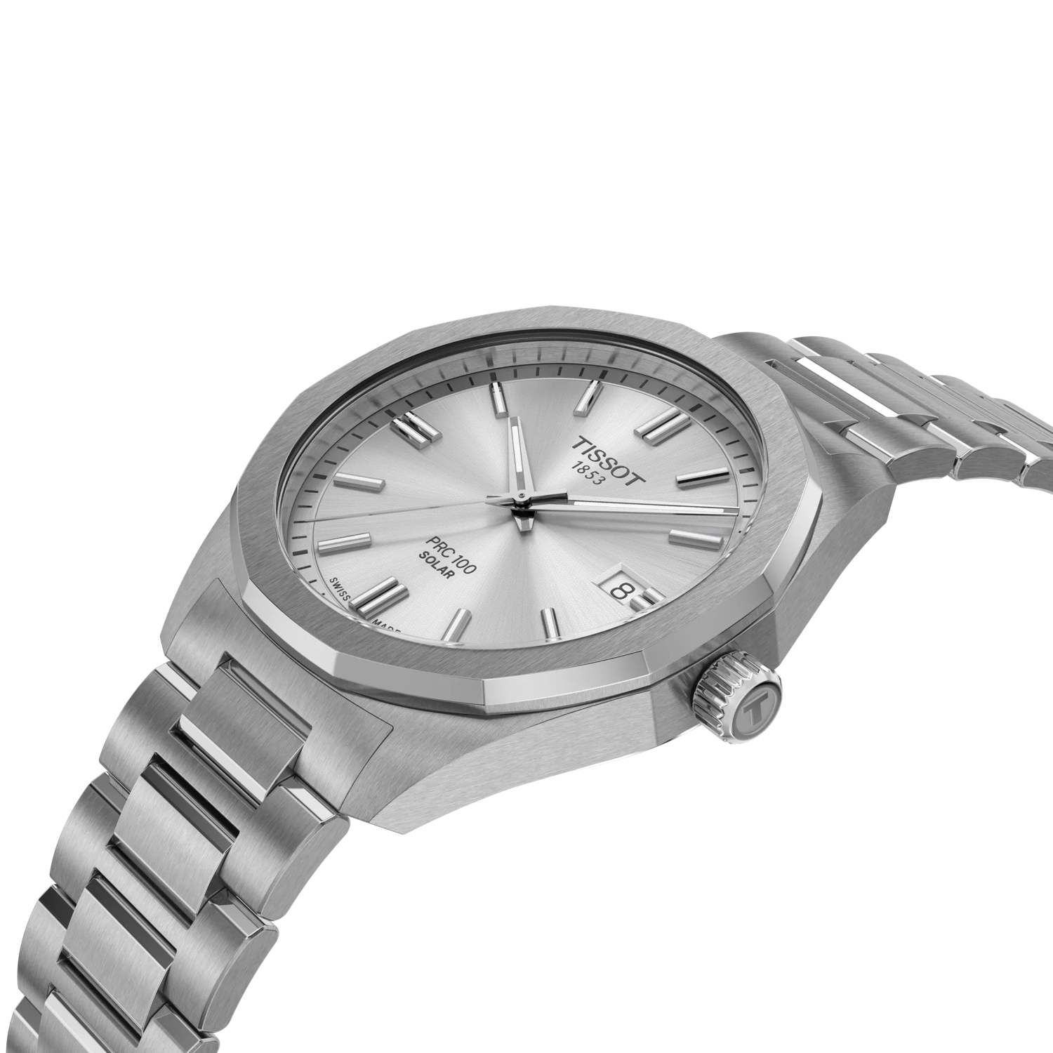 Tissot PRC 100 Solar T151.422.11.031.00 – Orologio uomo 39mm quarzo Swiss Made con quadrante argentato, cassa acciaio e vetro zaffiro antigraffio.