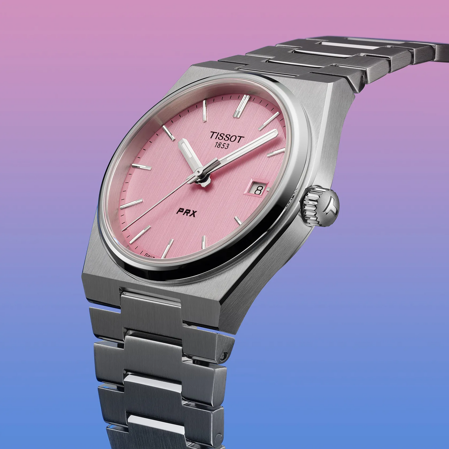 Tissot PRX 35mm quarzo Swiss Made acciaio quadrante rosa Ref. T137.210.11.331.00 orologio elegante con bracciale integrato
