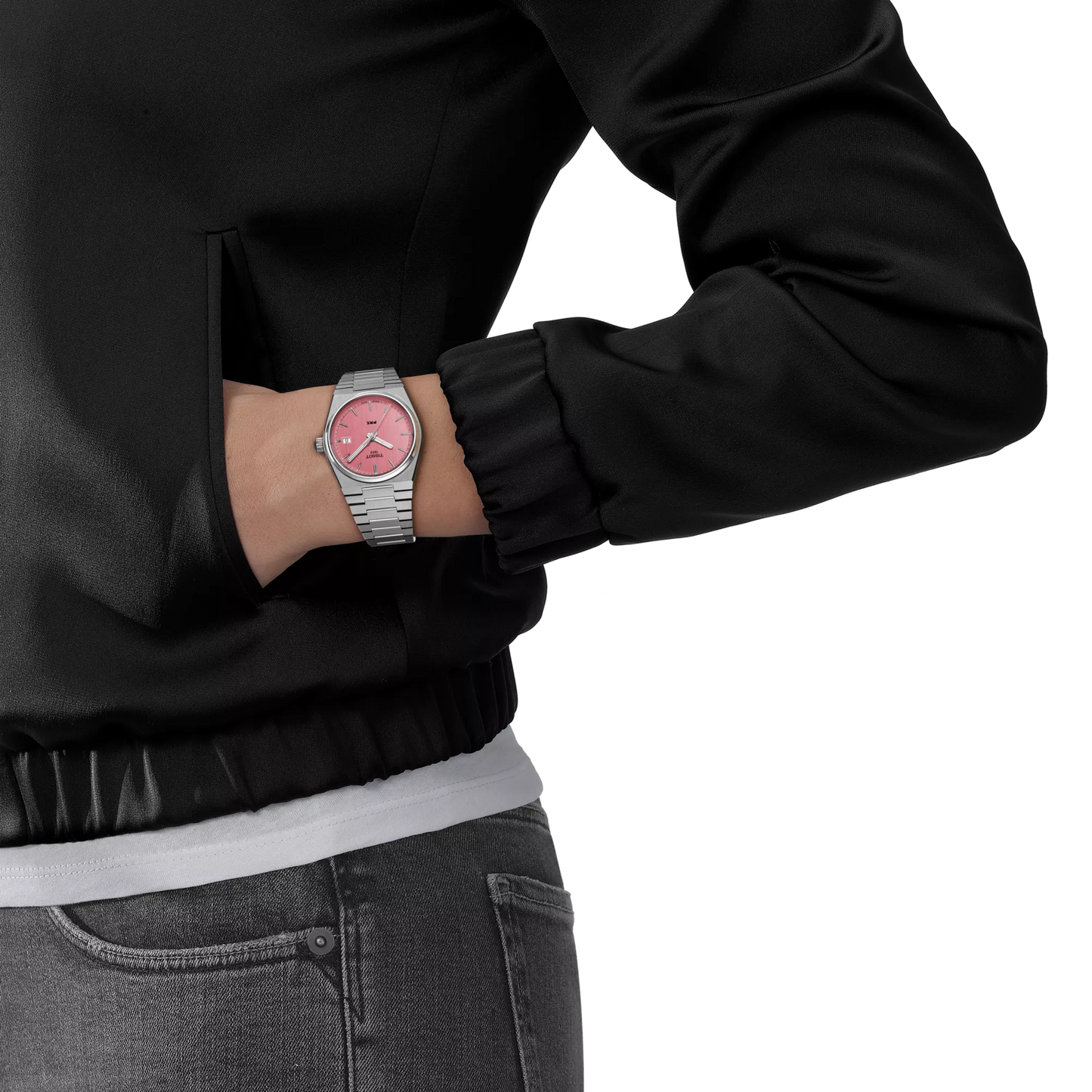 Tissot PRX 35mm quarzo Swiss Made acciaio quadrante rosa Ref. T137.210.11.331.00 orologio elegante con bracciale integrato
