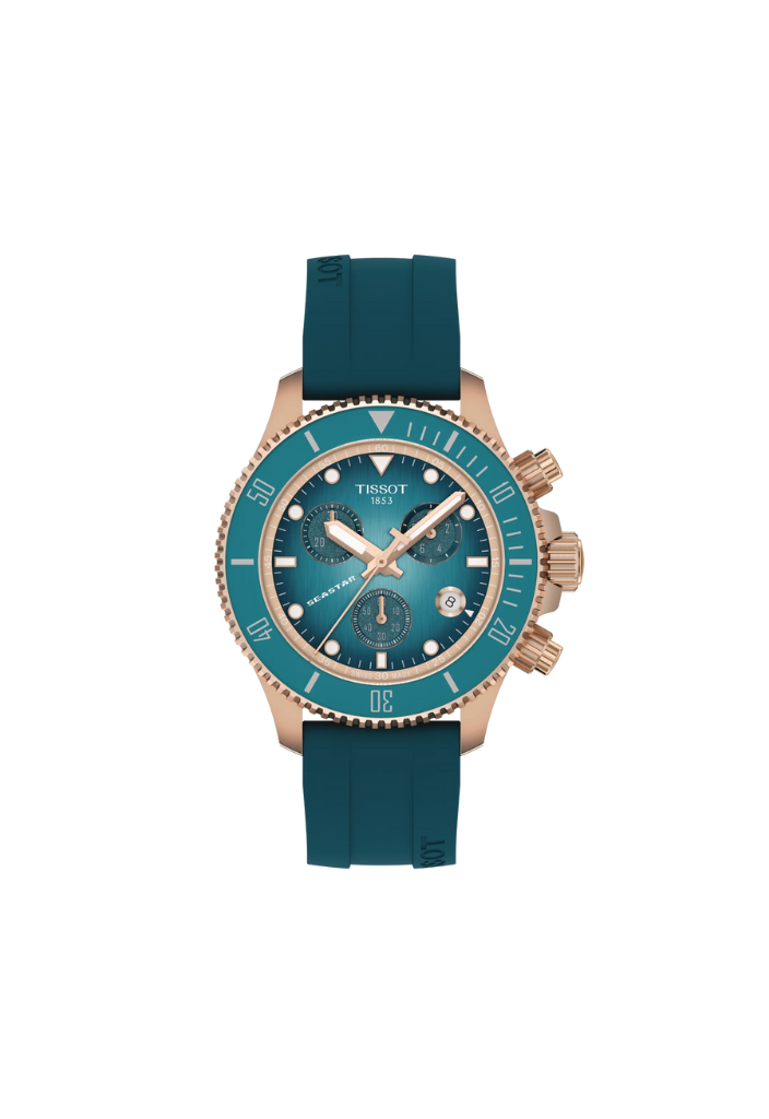 Tissot Seastar 1000 Chronograph 38mm quarzo blu PVD oro rosa T120.217.37.041.00 – cronografo Swiss Made con vetro zaffiro e cinturino silicone