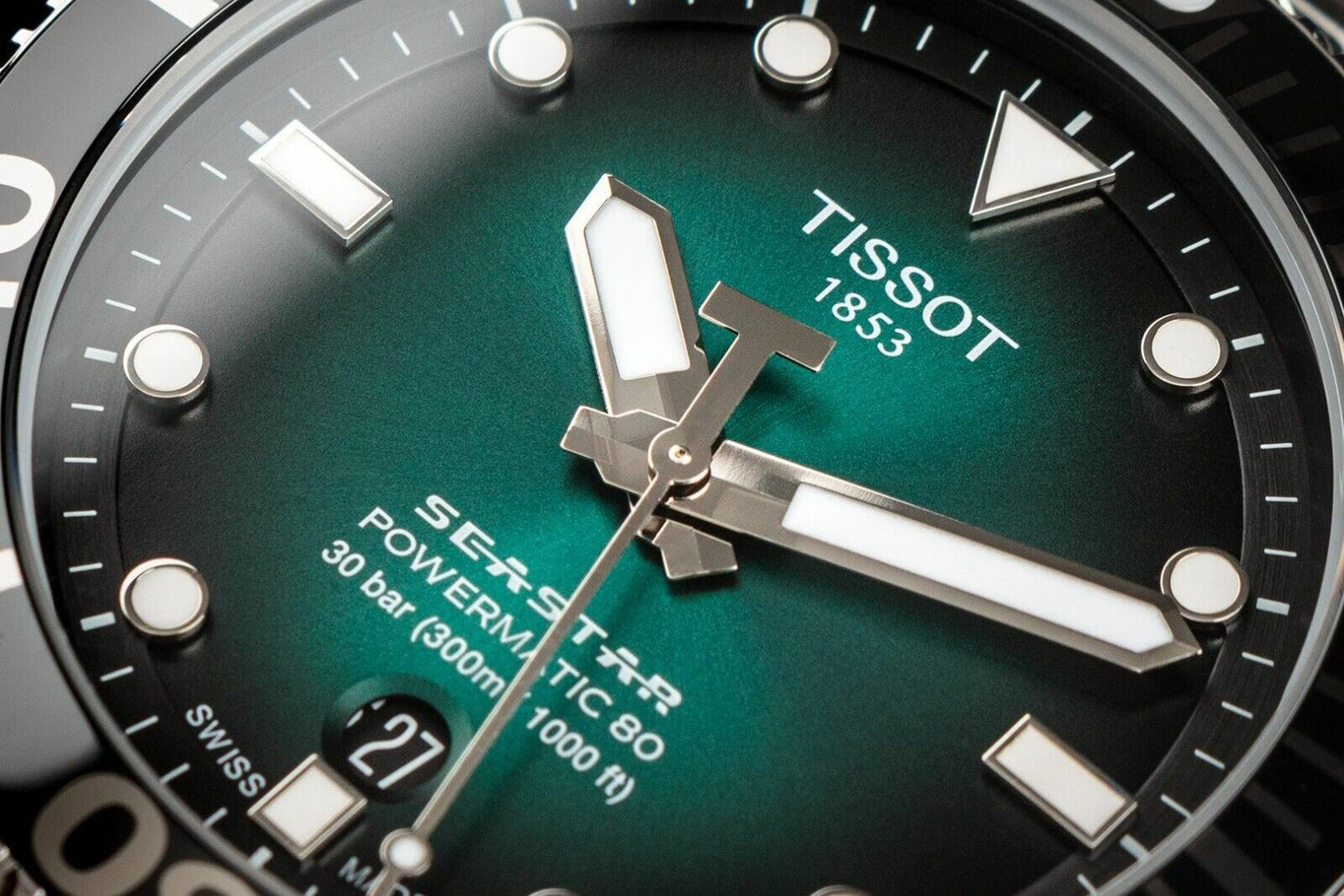 Tissot Seastar 1000 Powermatic 80 automatico verde 43mm – Codice T120.407.11.091.01 – orologio subacqueo Swiss Made, lunetta ceramica, vetro zaffiro, 300 metri