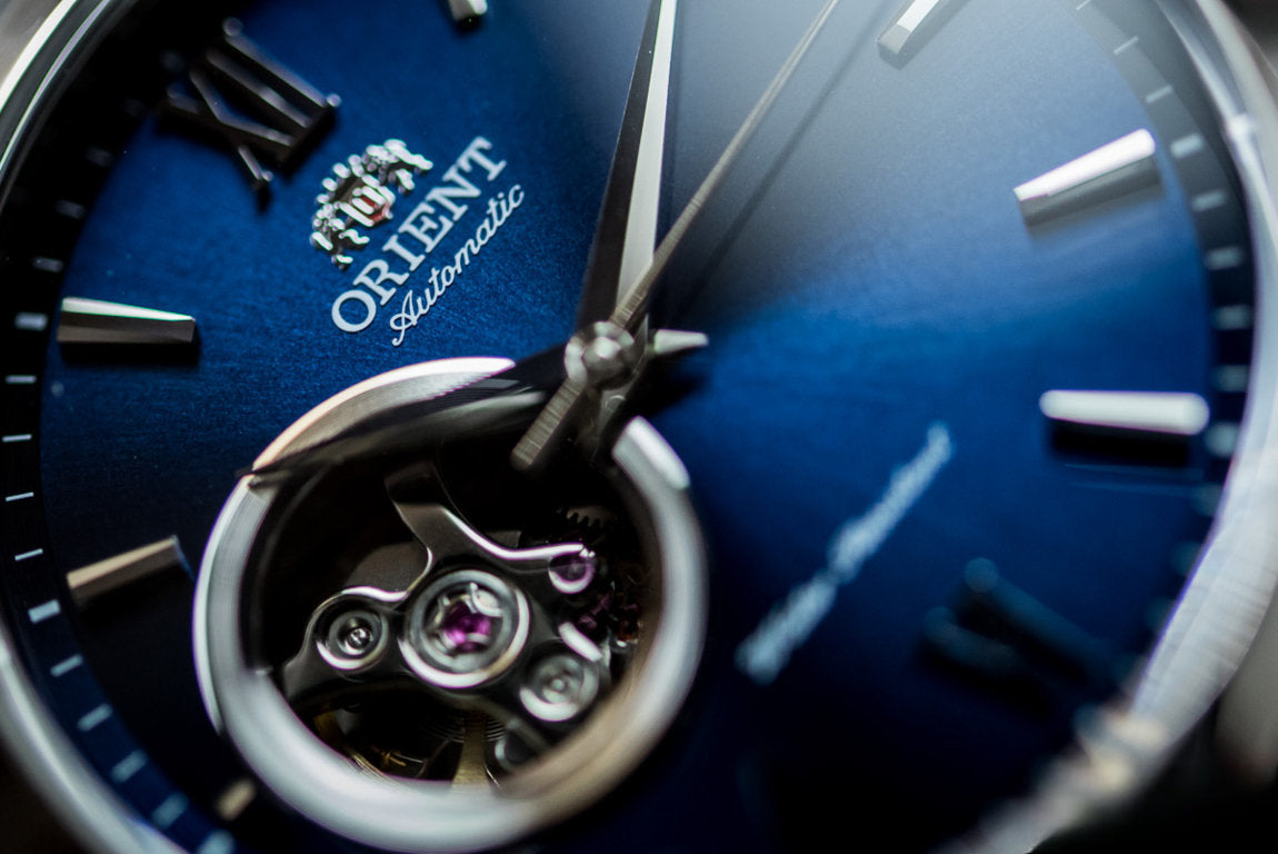 Blue orient open heart watch