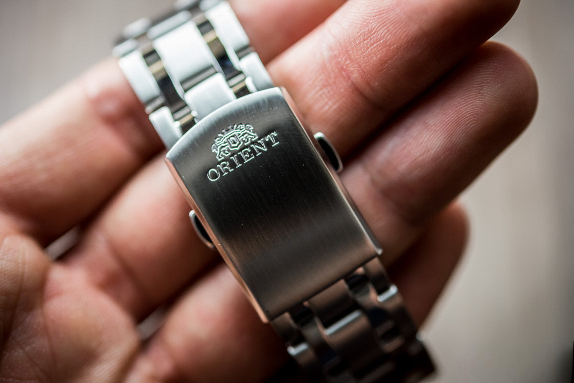 Blue orient open heart watch