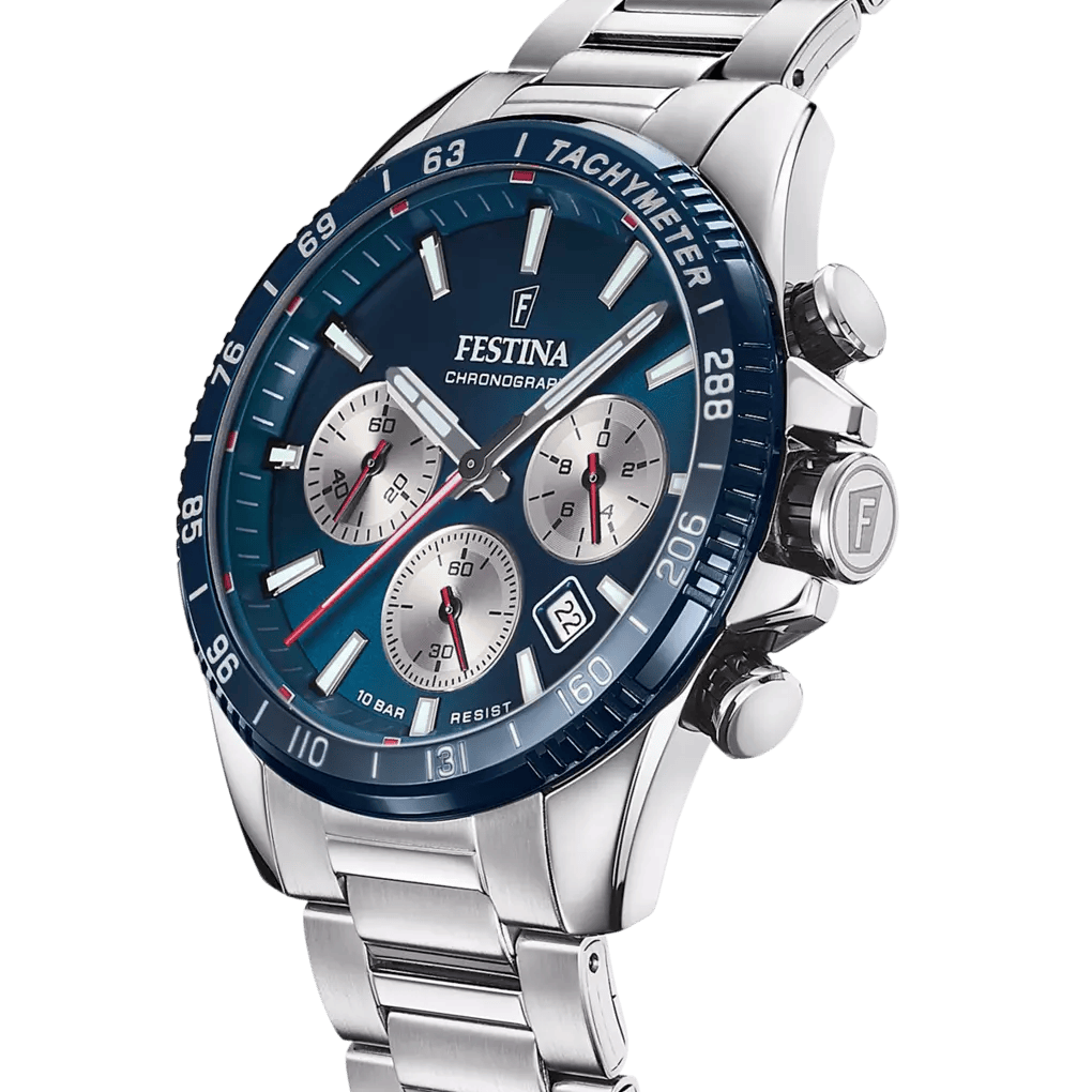 Festina F20 Watch – Quartz Chronograph with Elegant Blue Dial
