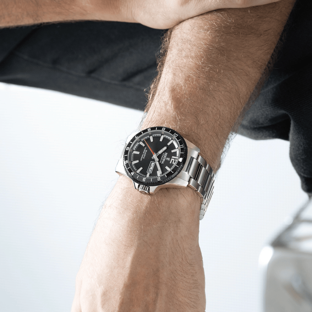 Festina F20 Black Daydate Steel Watch
