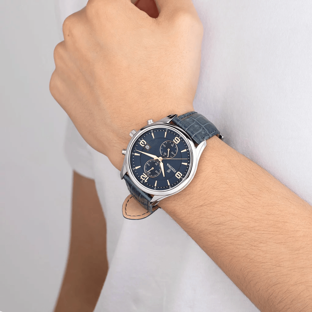 Orologio Festina Quarzo Cronografo blu– cinturino in pelle blu