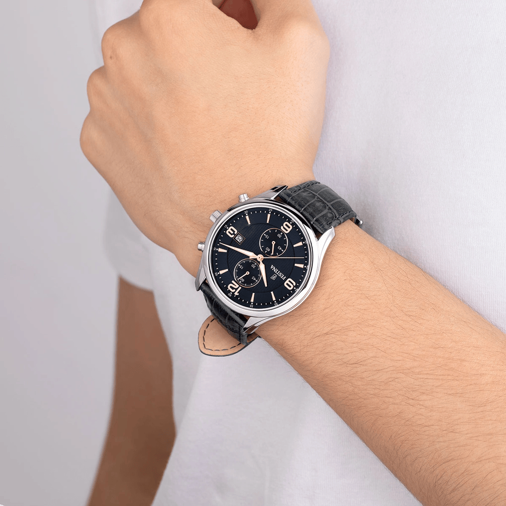 Festina Chronograph Quartz Watch Black – Black Leather Strap