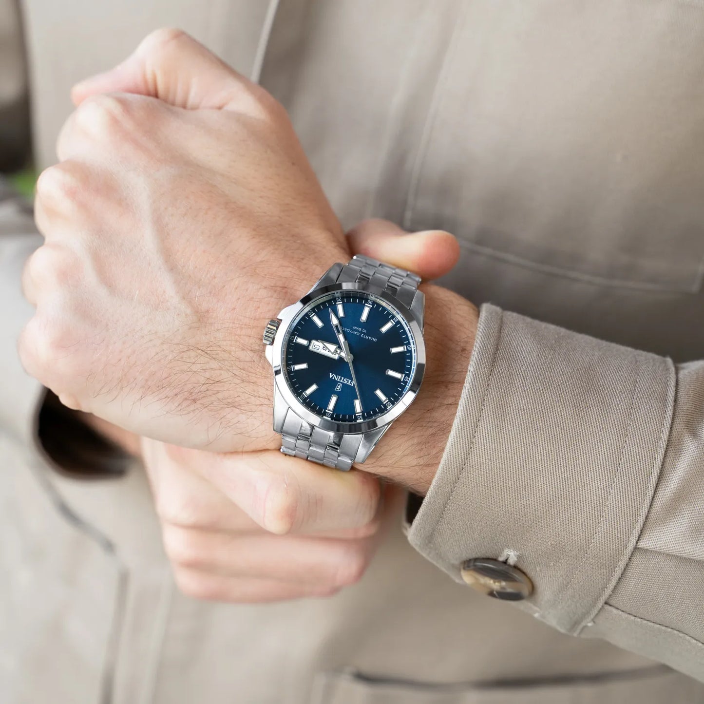 Festina F20 – Orologio da uomo con quadrante blu daydate