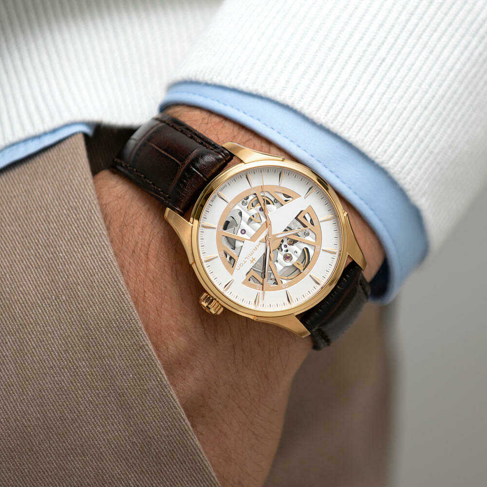 Hamilton Jazzmaster Open Heart Auto Bianco – cinturino in pelle