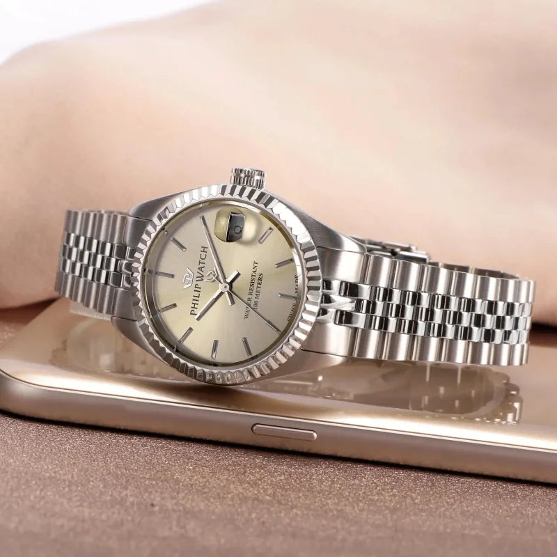 Orologio Philip Watch Caribe donna R8253597548 – quarzo Swiss Made, acciaio, quadrante avorio, 31mm