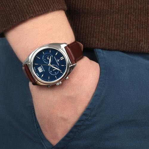 Lucien Rochat R047 – Elegant Chronograph with Matte Blue Dial
