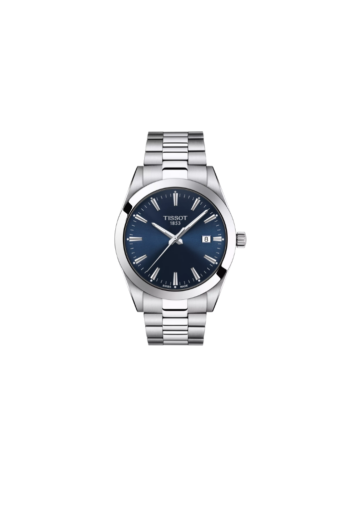 Orologio Tissot Gentleman T127.410.11.041.00 uomo quarzo svizzero, quadrante blu, vetro zaffiro, cassa acciaio 40 mm