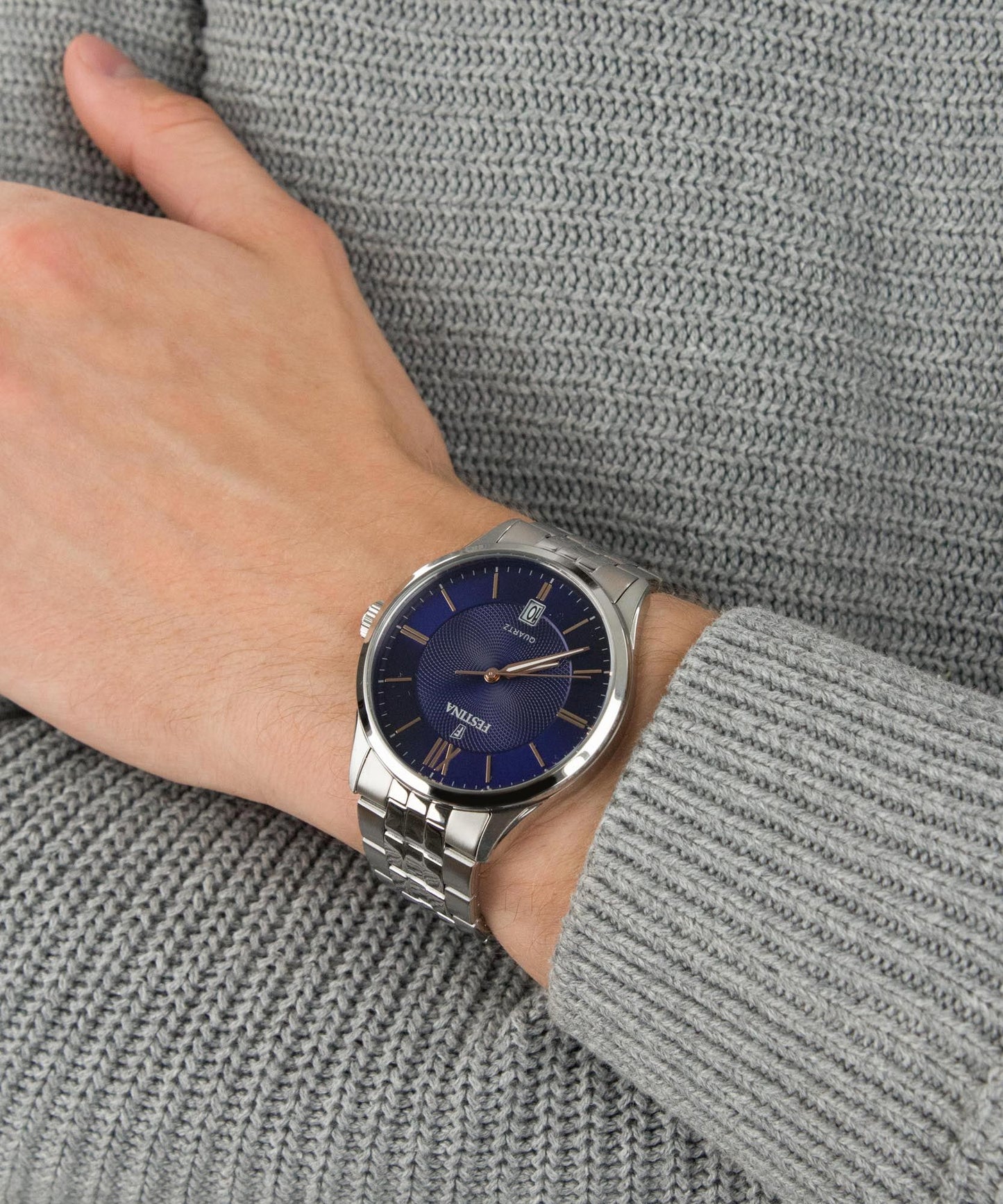 Festina F20 Blue Steel Watch with Date