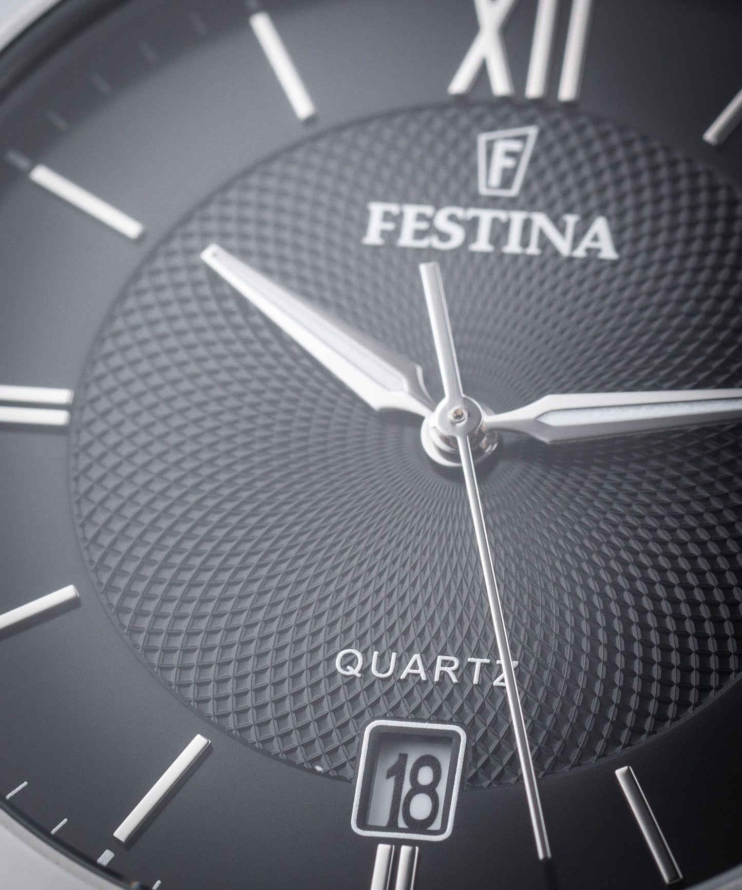 Festina F20 Watch Black Leather Strap
