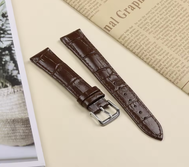 Dark brown leather strap – with grain