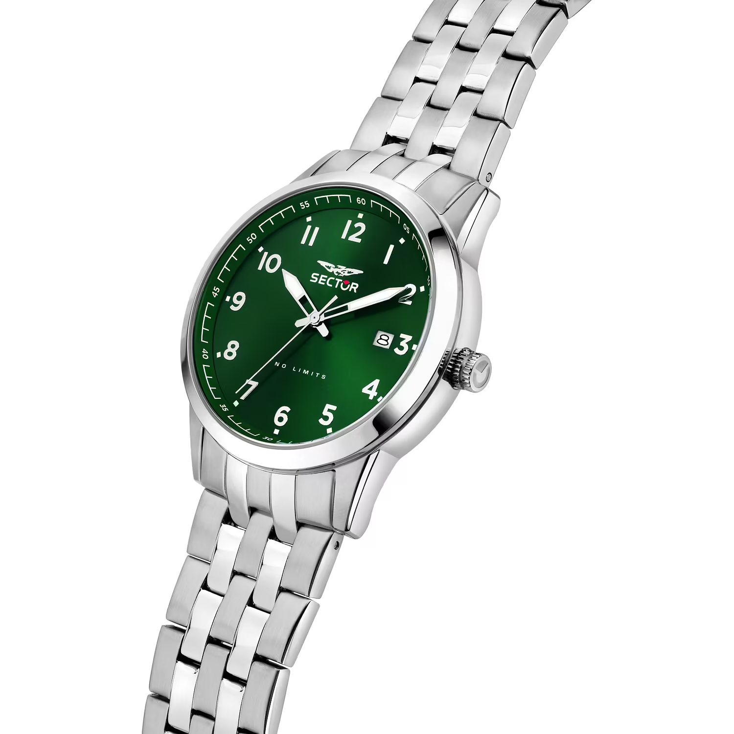Orologio Sector 660 R3253517031 uomo con cassa in acciaio 41mm, quadrante verde e bracciale in acciaio inox.