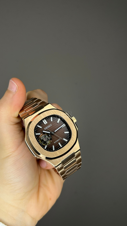 Custom Nautilus rose gold open Heart