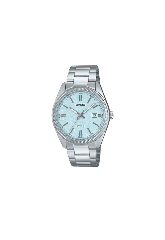 Casio MTP-1302DA-2A2V orologio al quarzo azzurro testurizzato 40 mm acciaio con datario – codice MTP-1302DA-2A2V