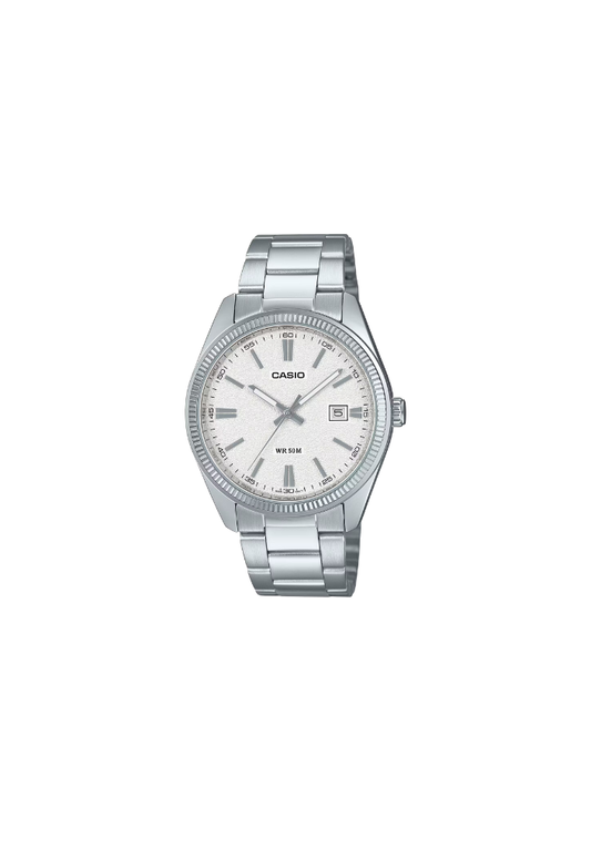 Casio MTP-1302DA-7AV orologio al quarzo bianco testurizzato 40 mm acciaio con datario – codice MTP-1302DA-7AV