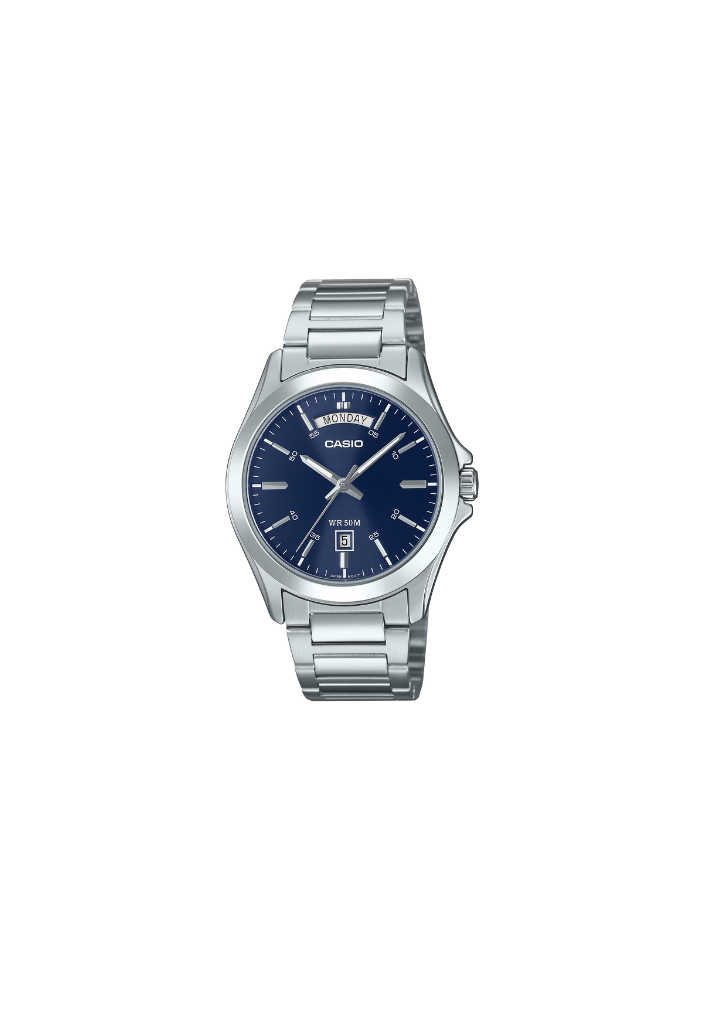 Casio MTP-1370D-2A2 orologio quarzo uomo quadrante blu 39mm acciaio day-date