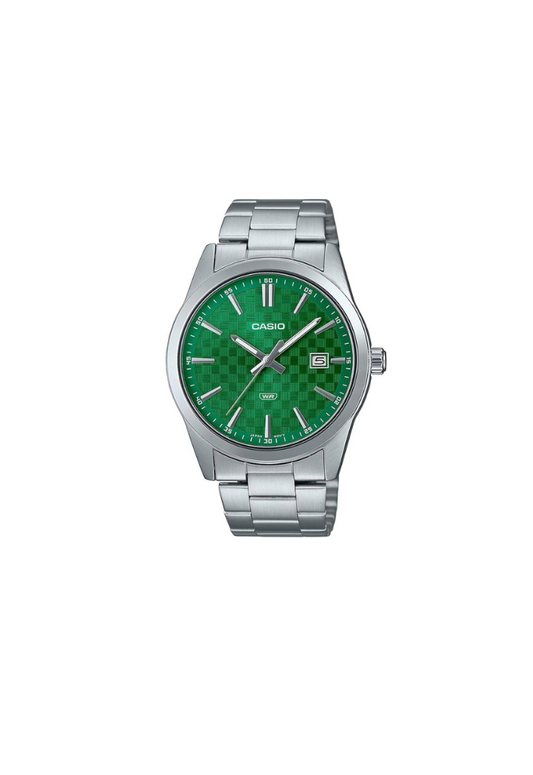Casio MTP-VD03D-3A1UD orologio uomo quarzo acciaio 41mm quadrante verde scuro datario