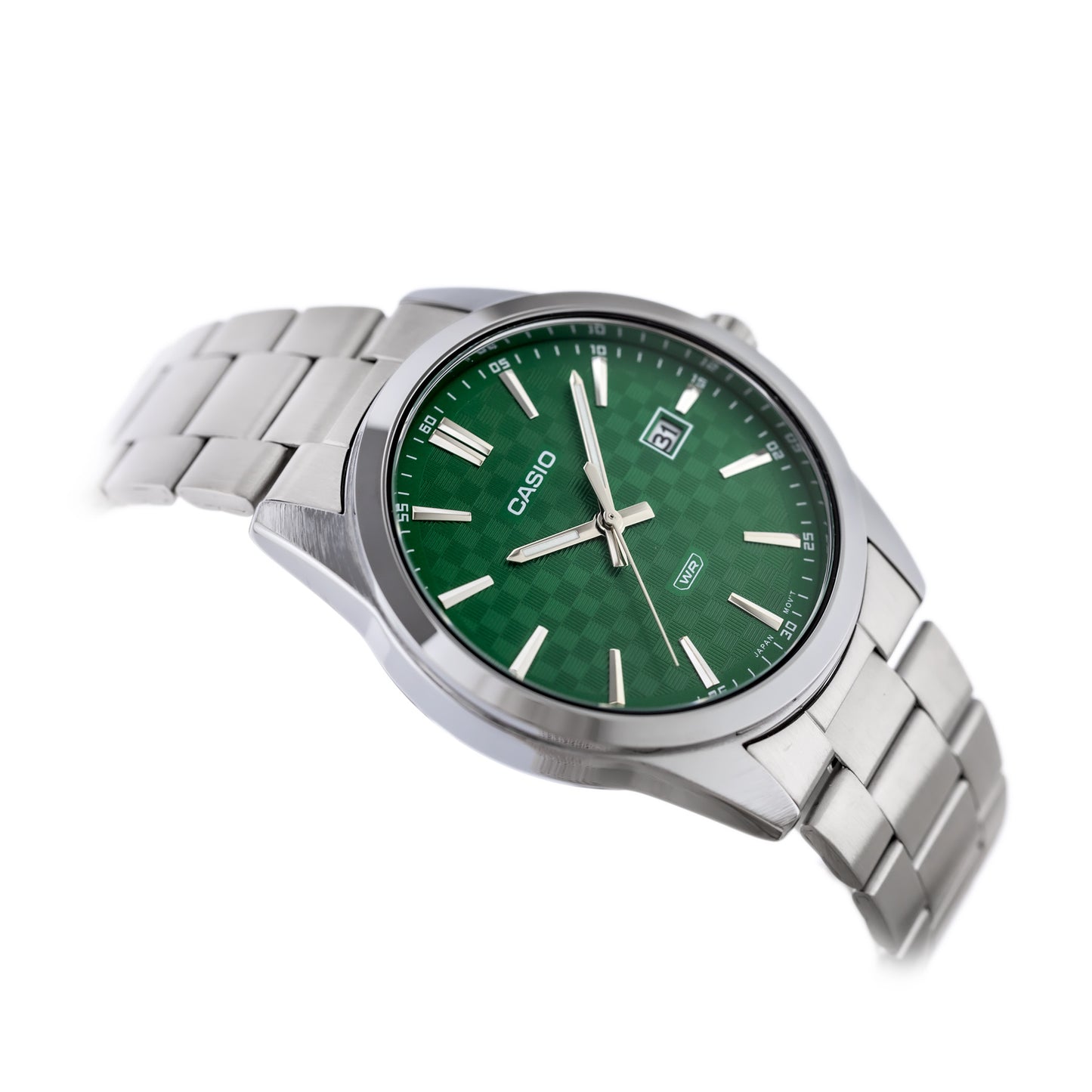 Casio MTP-VD03D-3A1UD orologio uomo quarzo acciaio 41mm quadrante verde scuro datario

