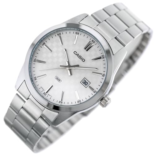 Casio MTP-VD03D-7AUDF orologio uomo quarzo acciaio 41mm quadrante bianco datario

