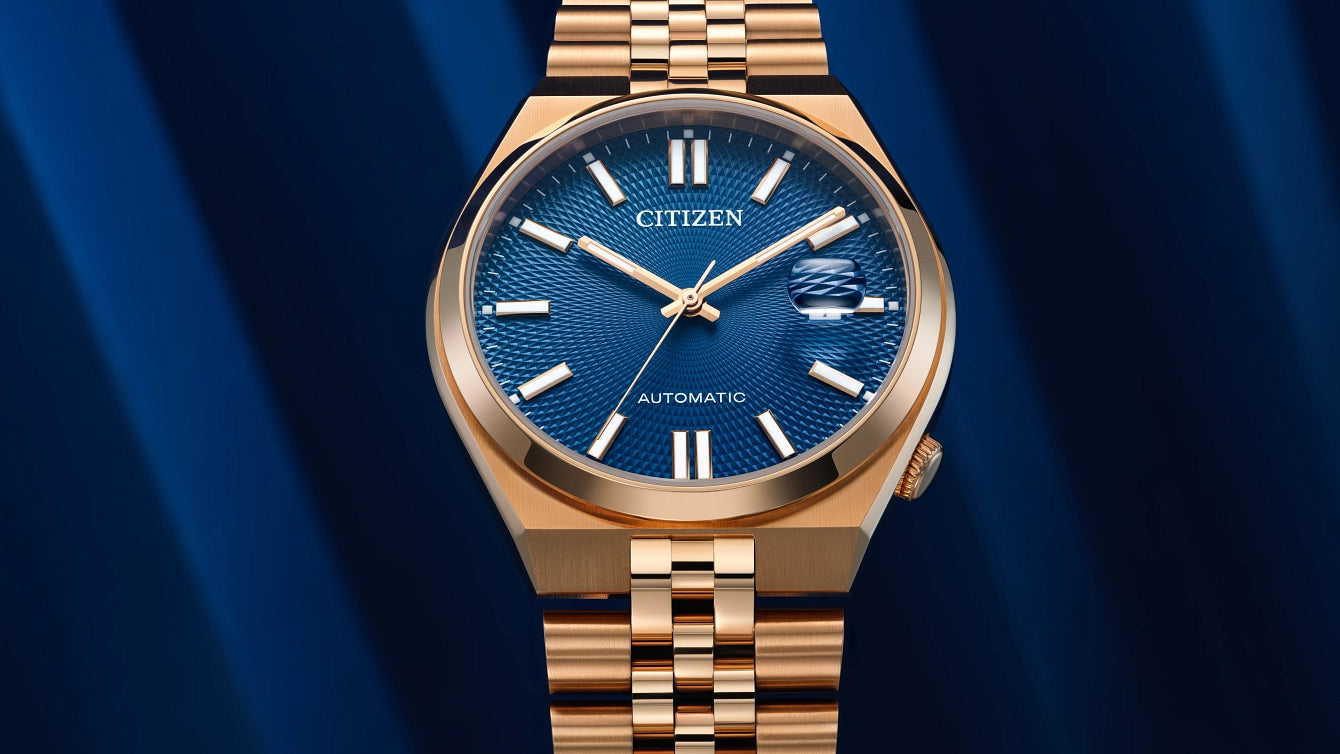 Citizen Tsuyosa 60 Automatico NK0023-57L quadrante blu cassa 40 mm acciaio oro rosa